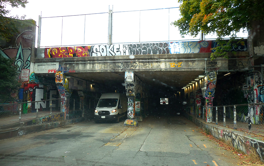Krog Street Tunnel, Cabbagetown side, approaching from Estoria St SE, Atlanta, GA