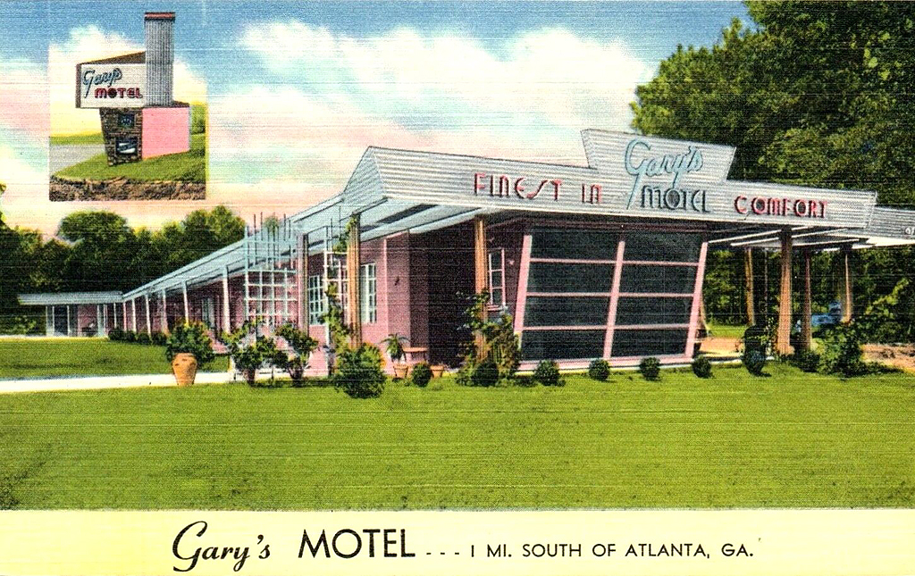 Gary's Motel, AAA United Motor Courts, postcard, Atlanta, GA